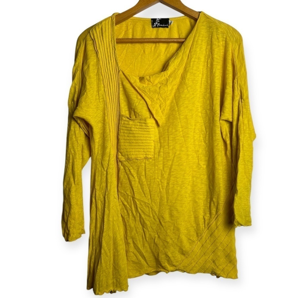 Fenini‎ Artsy tunic long sleeve boho minimalist Thermal Top sweater Size S